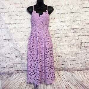 Astr the Label Lavender Lace Midi Dress
